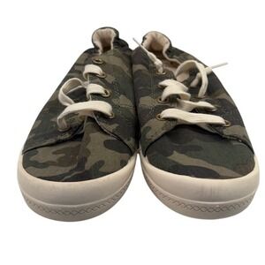 Time and Tru Camo Slip On Sneakers Memory Foam Green Brown Camouflage Shoes 6.5